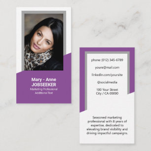 Carte De Visite Elégant Classic Job Chercher Classy Purple Plum