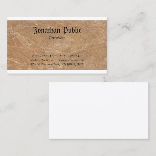 Carte De Visite Élégant Classic Nostalgic Script Marbre tendance (Devant / Derrière)