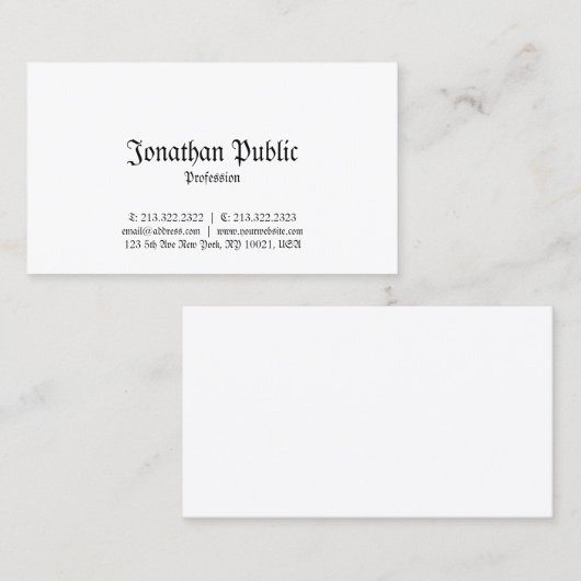 Carte De Visite Élégant classique nostalgique look simple professi (Devant / Derrière)