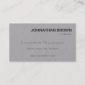 Carte De Visite Élégant classique simple Gris Kraft papier Cool pl (Dos)