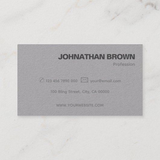 Carte De Visite Élégant classique simple Gris Kraft papier Cool pl (Dos)