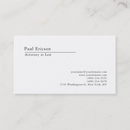 Carte De Visite Élégant Classique Simple Professionnel (Devant)