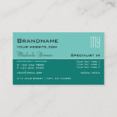 Carte De Visite Élégant Classique Turquoise avec Initiales Profess (Dos)