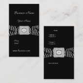 Carte De Visite Elégant Classy Black Zebra animal Diamond (Devant / Derrière)