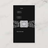 Carte De Visite Elégant Classy Black Zebra animal Diamond (Dos)