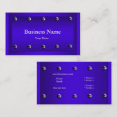 Carte De Visite Elégant Classy Blue Silver Metal Chrome look (Devant / Derrière)