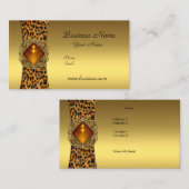 Carte De Visite Élégant Classy Gold Black Leopard animal Jewel (Devant / Derrière)