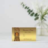 Carte De Visite Élégant Classy Gold Black Leopard animal Jewel (Debout devant)