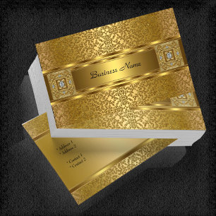 Carte De Visite Elégant Classy Gold Damask Embossé Look
