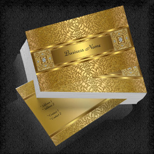 Carte De Visite Elégant Classy Gold Damask Embossé Look