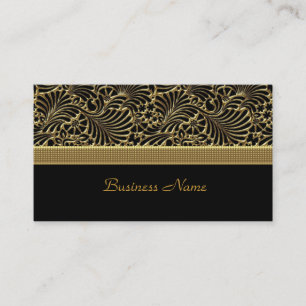 Carte De Visite Elégant Classy Gold Damask Embossé noir
