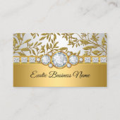 Carte De Visite Elégant Classy Gold Damask Floral Blanc (Devant)