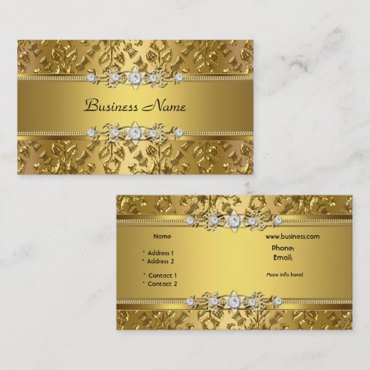 Carte De Visite Elegant Classy Gold Damask Image Embossée (Devant / Derrière)