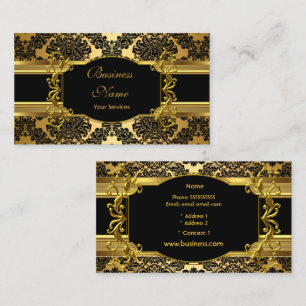 Carte De Visite Elégant Classy Gold Damask profil floral