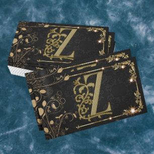 Carte De Visite Élégant Classy Gold Monogramme initial