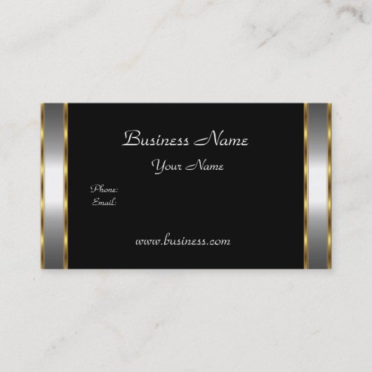 Carte De Visite Elégant Classy Gold Noir argent (Devant)