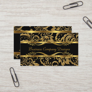 Carte De Visite Elégant Classy Gold Noir Damas Embossé Look