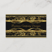 Carte De Visite Elégant Classy Gold Noir Damas Embossé Look (Devant)