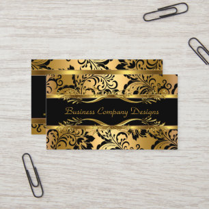 Carte De Visite Elégant Classy Gold Noir Damas Embossé Look