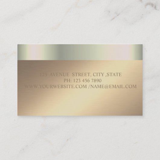 Carte De Visite Élégant Classy Modern, Faux Gold Stripes Lotus (Dos)