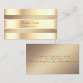 Carte De Visite Elégant Classy Modern, Faux Gold Stripes, Perles (Devant / Derrière)