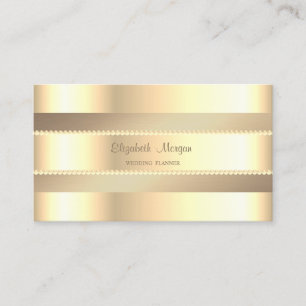 Carte De Visite Elégant Classy Modern, Faux Gold Stripes, Perles