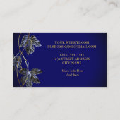 Carte De Visite Elégant Classy Navy Blue Gold Leaf (Dos)