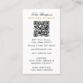 Carte De Visite Elegant Classy Notary Signing Agent QR Code Gold (Dos)