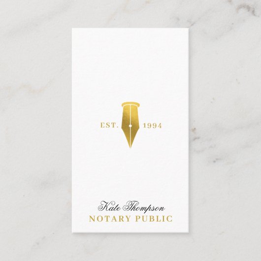 Carte De Visite Elegant Classy Notary Signing Agent QR Code Gold (Devant)