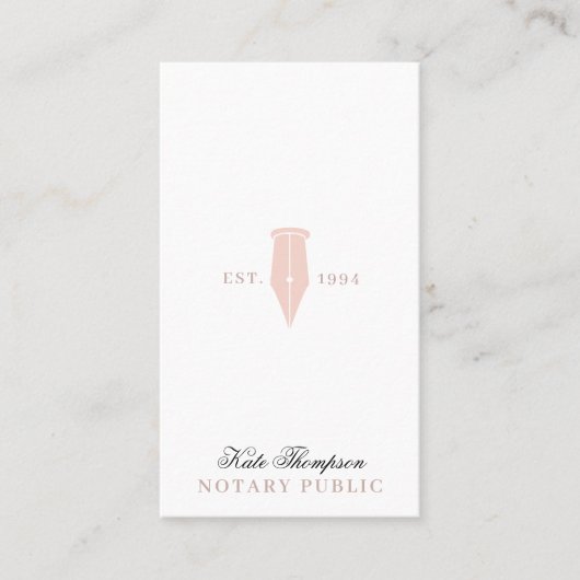 Carte De Visite Elegant Classy Notary Signing Agent QR Code Pink (Devant)