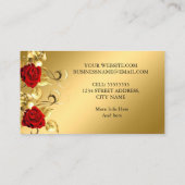 Carte De Visite Élégant Classy Or Rouge Rose Or Feuille Floral (Dos)