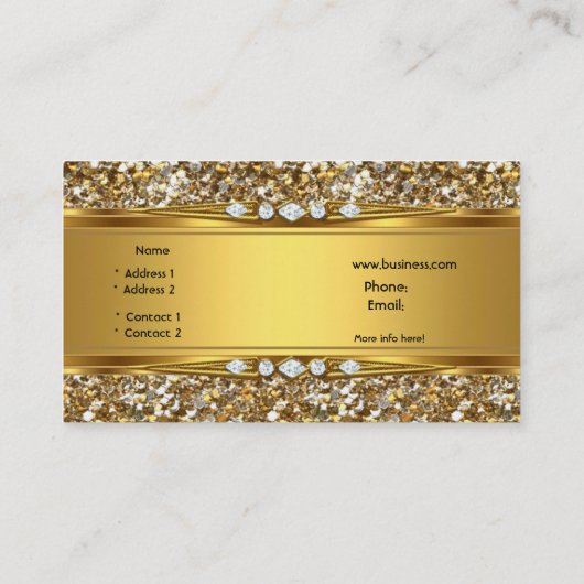 Carte De Visite Elégant Classy Parties scintillant Or Diamond Look (Dos)