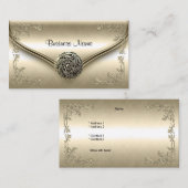 Carte De Visite Elegant Classy Profile Business Sepia Cream Floral (Devant / Derrière)