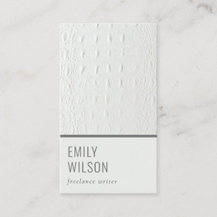 Carte De Visite Elégant Classy Simple Ivory Blanc Cuir Texture