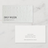 Carte De Visite Elégant Classy Simple Ivory Blanc Cuir Texture (Devant / Derrière)