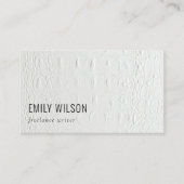 Carte De Visite Elégant Classy Simple Ivory Blanc Cuir Texture (Devant)