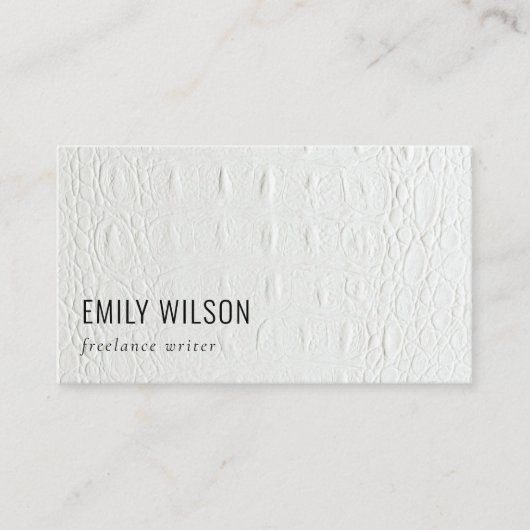 Carte De Visite Elégant Classy Simple Ivory Blanc Cuir Texture (Devant)