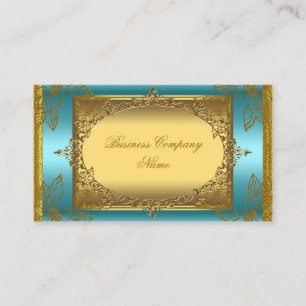 Carte De Visite Élégant Classy Turquoise Blue Gold Elite