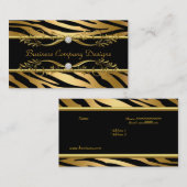 Carte De Visite Elégant Classy Zebra Gold Black Embossé Look (Devant / Derrière)