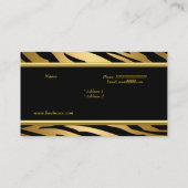 Carte De Visite Elégant Classy Zebra Gold Black Embossé Look (Dos)
