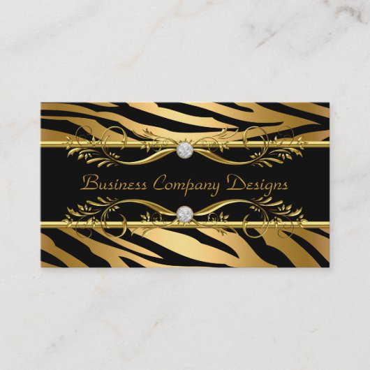 Carte De Visite Elégant Classy Zebra Gold Black Embossé Look (Devant)
