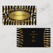 Carte De Visite Elégant Classy Zebra Sepia Gold Metal Look (Devant / Derrière)