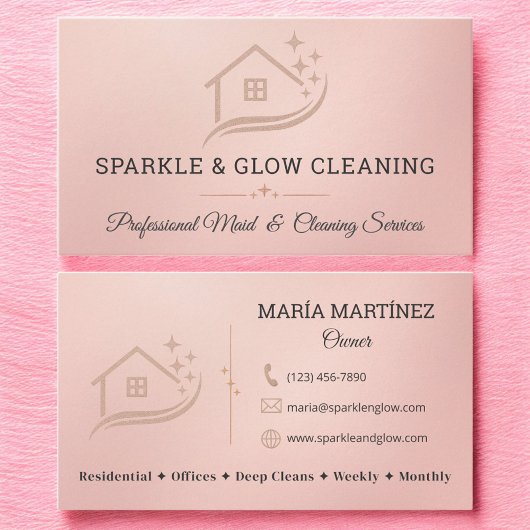 Carte De Visite Elegant Cleaning Services Maid & Housekeeping
