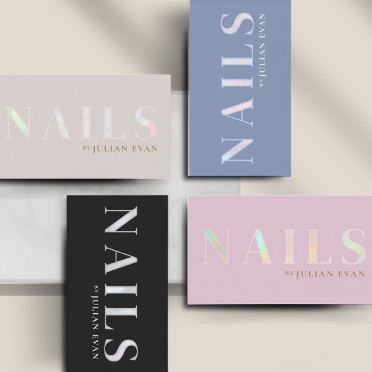 Carte De Visite Élégant clou holographique bleu foncé