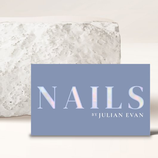 Carte De Visite Élégant clou holographique bleu foncé