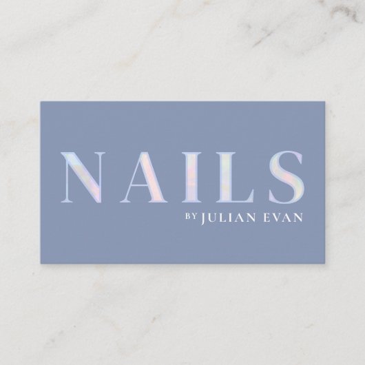 Carte De Visite Élégant clou holographique bleu foncé (Devant)