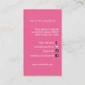 Carte De Visite Élégant clous de Parties scintillant rose noir (Dos)