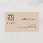Carte De Visite Élégant code QR botanique boho pastel terreux (Dos)