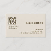 Carte De Visite Élégant code QR botanique boho pastel terreux (Dos)