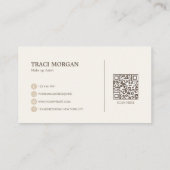 Carte De Visite Élégant Code QR Crème Beige Écriture Féminine (Dos)